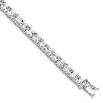 Polished CZ Tennis Bracelet 8 Inch Sterling Silver Rhodium-Plated QG6433-7.5, MPN: QG6433-7.5,