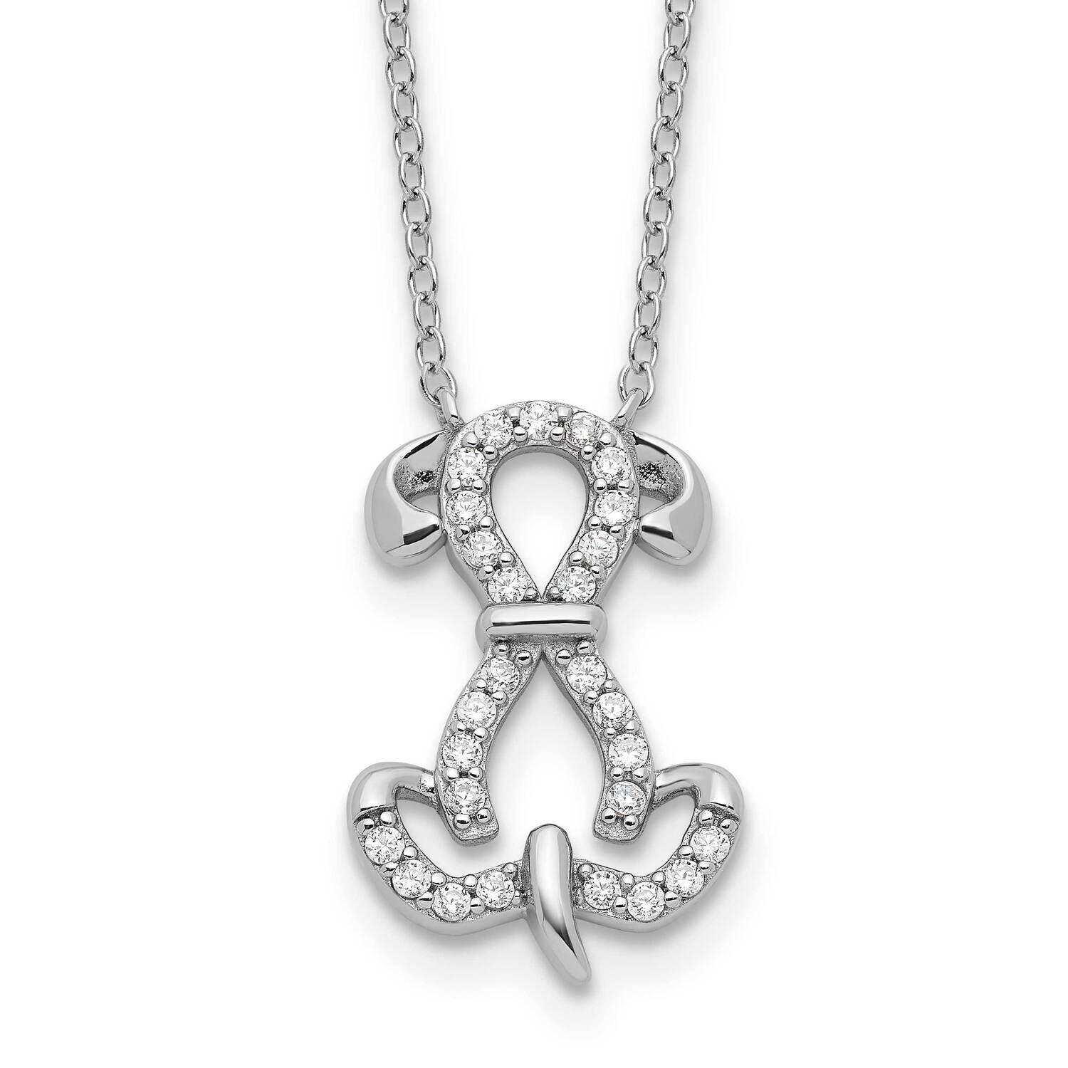 CZ Dog 2 Inch Extension Necklace Sterling Silver Rhodium-Plated QG6681-18, MPN: QG6681-18,