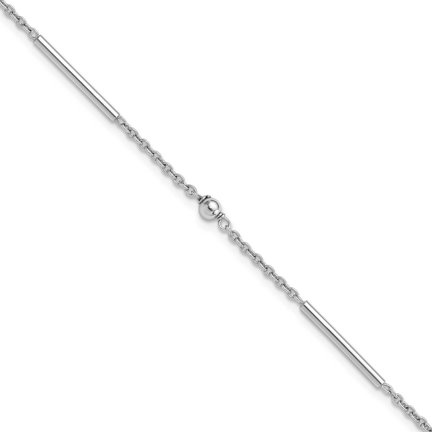 Bars Beads 9 Inch Plus 1 Inch Extension Anklet Sterling Silver Rhodium-Plated QG6344-9, MPN: QG6344…