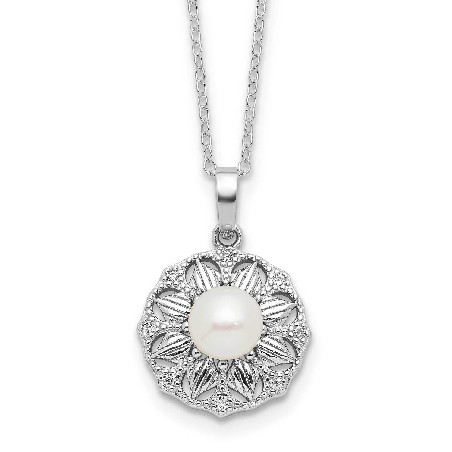 6-7mm Fwc Pearl Flower 17 Inch Necklace Sterling Silver Rhodium-Plated QH5809-17, MPN: QH5809-17,