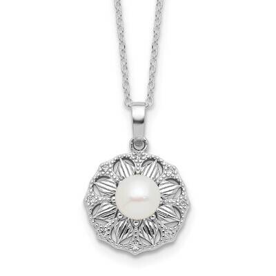6-7mm Fwc Pearl Flower 17 Inch Necklace Sterling Silver Rhodium-Plated QH5809-17, MPN: QH5809-17,