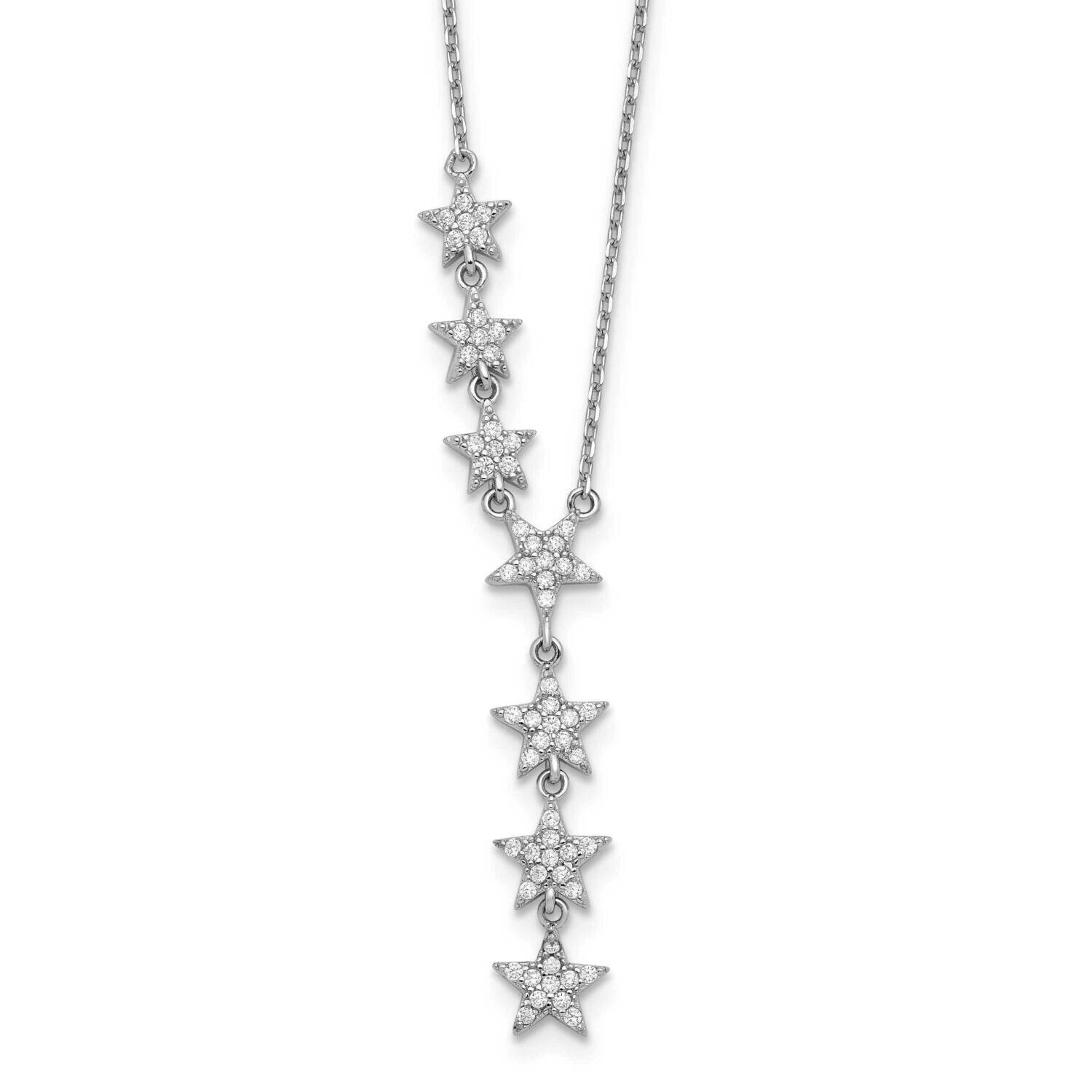 CZ Stars 18 Inch Necklace Sterling Silver Rhodium-Plated QG5692-18, MPN: QG5692-18, 191101920905