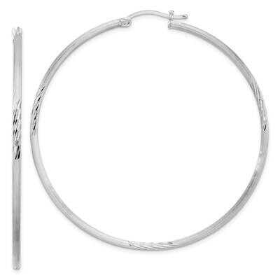 2mm Polished Satin Diamond-Cut Hoop Earrings Sterling Silver QE4425SP, MPN: QE4425SP,