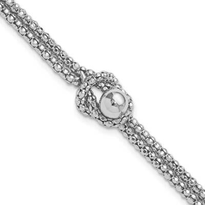 Knot 6.5 Inch 1 Inch Extension Popcorn Chain Bracel Sterling Silver Rhodium-Plated QG6416-6.5, MPN:…