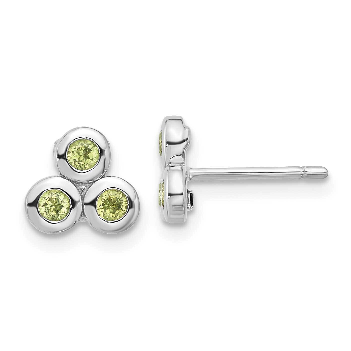 Peridot Post Earrings Sterling Silver Rhodium-Plated QE17758PE, MPN: QE17758PE,