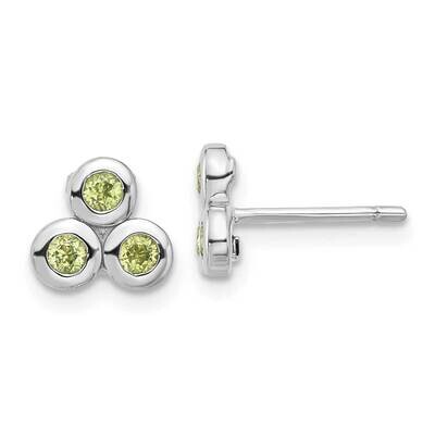 Peridot Post Earrings Sterling Silver Rhodium-Plated QE17758PE, MPN: QE17758PE,