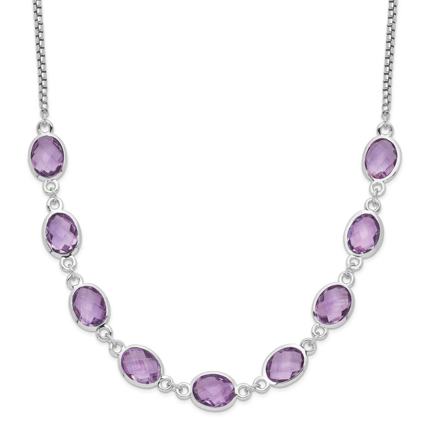 Rhod-Plated 13.5Am Amethyst 2 In Extender Necklace Sterling Silver QG6223AM-17, MPN: QG6223AM-17, 1…