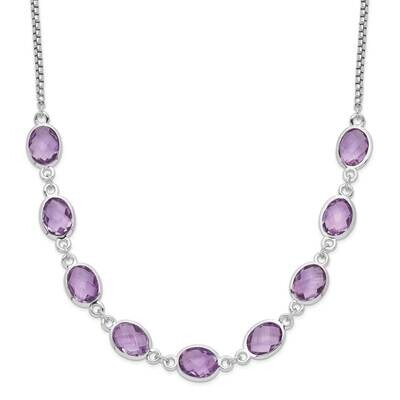 Rhod-Plated 13.5Am Amethyst 2 In Extender Necklace Sterling Silver QG6223AM-17, MPN: QG6223AM-17, 1…