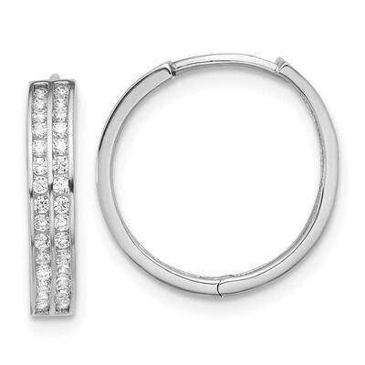 2 Row CZ Hinged Hoop Earrings Sterling Silver Rhodium-Plated QE17199, MPN: QE17199,