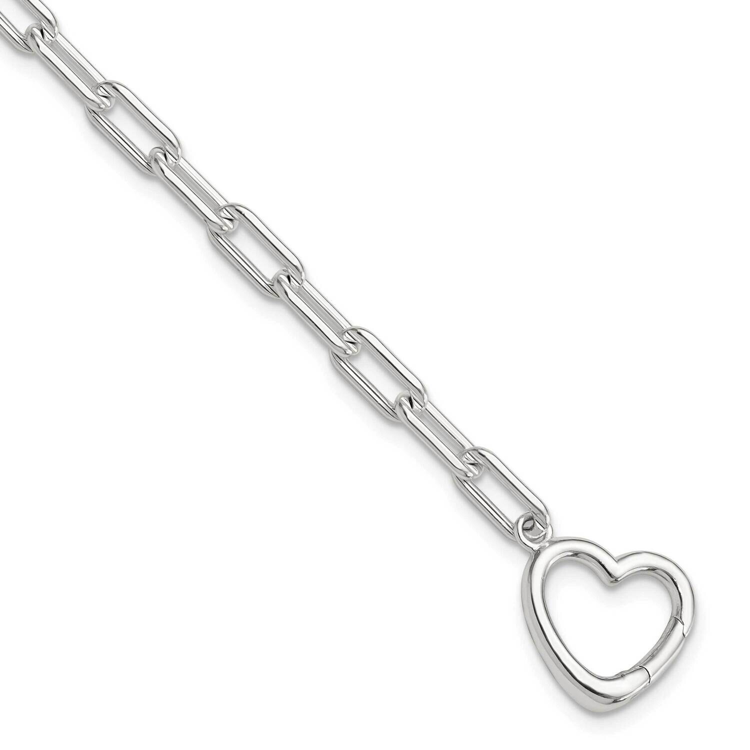 Open Link 7.25 Inch Heart Clasp Bracelet Sterling Silver QG6347-7.25, MPN: QG6347-7.25,