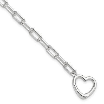 Open Link 7.25 Inch Heart Clasp Bracelet Sterling Silver QG6347-7.25, MPN: QG6347-7.25,