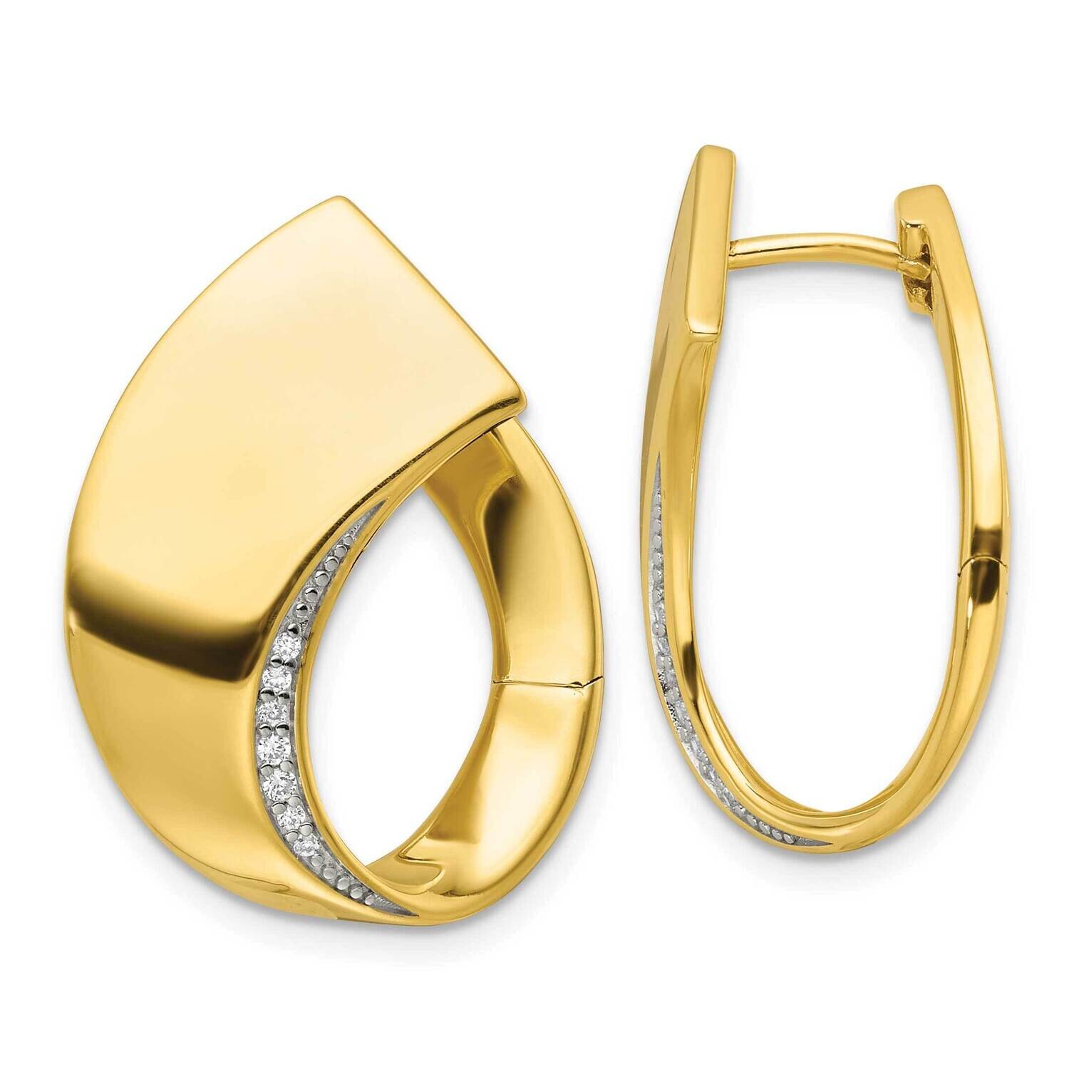 Gold-Tone Polished Fancy CZ Earrings Sterling Silver QE17173GP