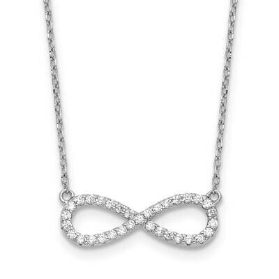 CZ Infinity Symbol 18 Inch 2 Inch Extender Necklace Sterling Silver Rhodium-Plated QG6619-18, MPN: …