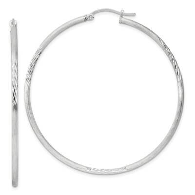 2mm Polished Satin Diamond-Cut Hoop Earrings Sterling Silver QE4424SP, MPN: QE4424SP,