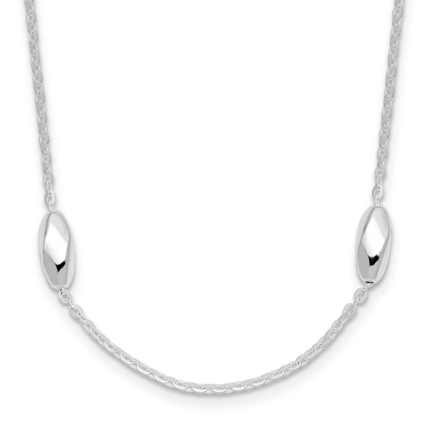 Fancy Beaded Link 18 Inch Necklace Sterling Silver Polished QG6537-18, MPN: QG6537-18,
