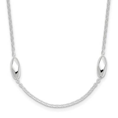 Fancy Beaded Link 18 Inch Necklace Sterling Silver Polished QG6537-18, MPN: QG6537-18,