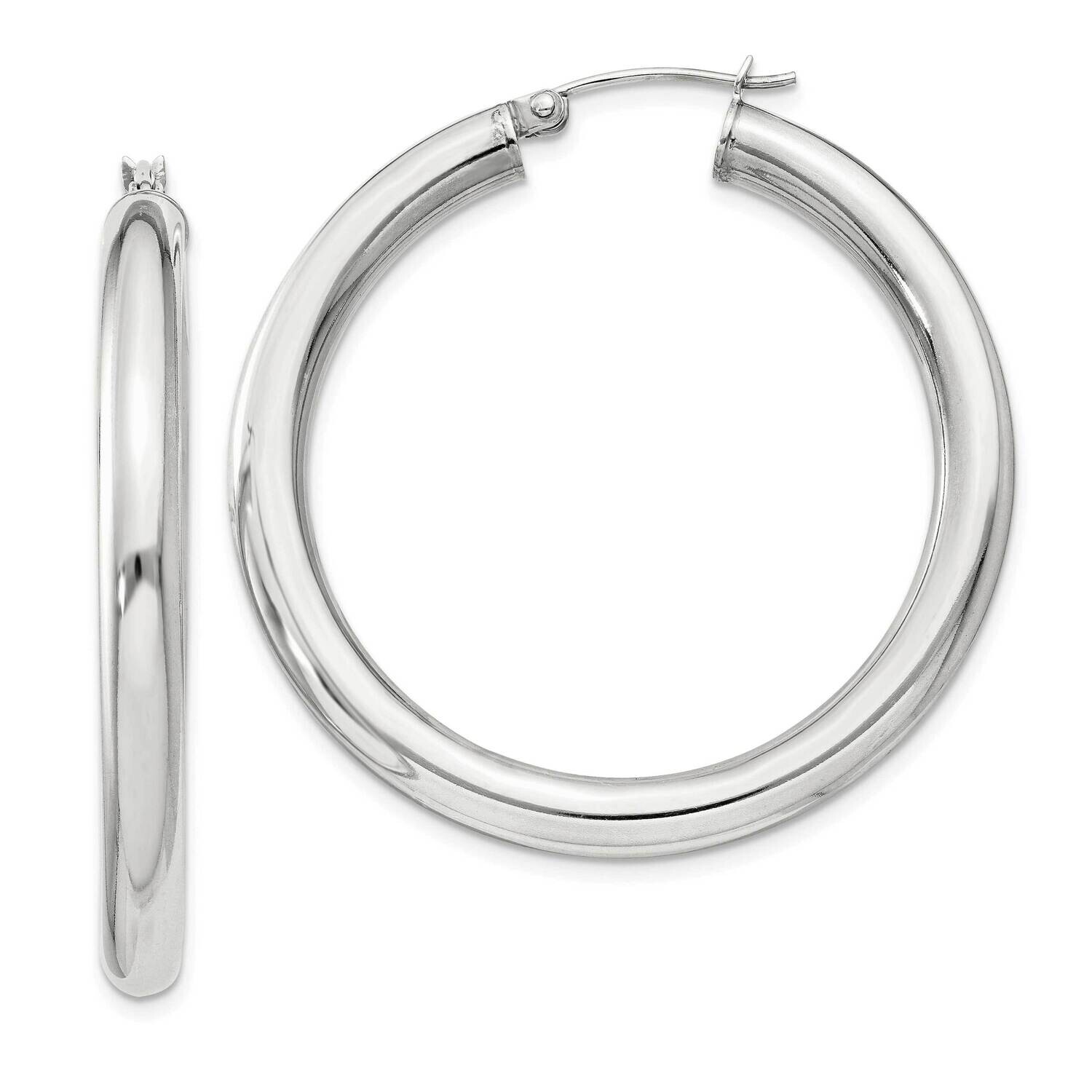 4mm Round Hoop Earrings Sterling Silver QE817SP, MPN: QE817SP,