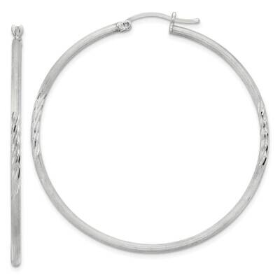 2mm Polished Satin Diamond-Cut Hoop Earrings Sterling Silver QE4423SP, MPN: QE4423SP,