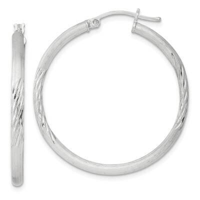 2.5mm Polished Satin Diamond-Cut Hoop Earrings Sterling Silver QE3554SP, MPN: QE3554SP,