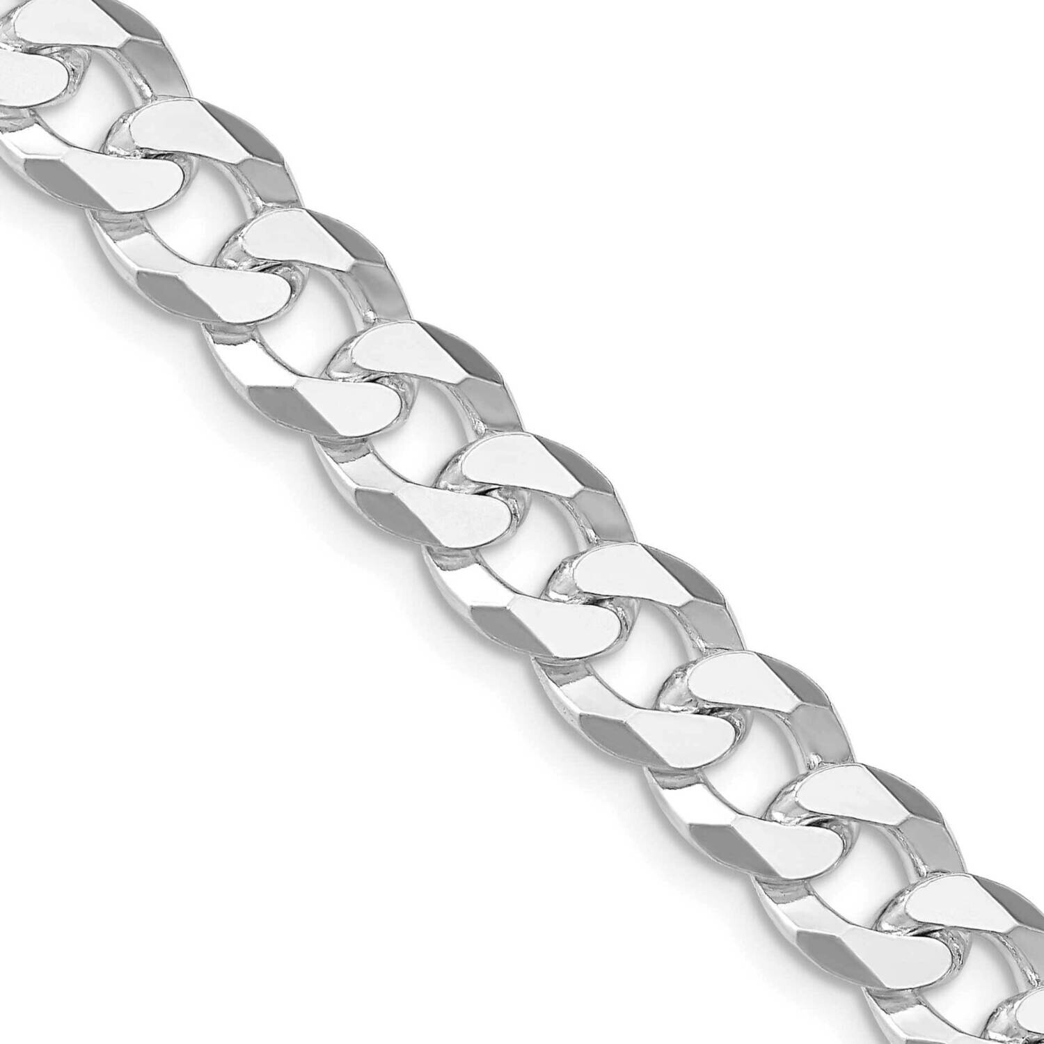 8.5mm Beveled Curb Chain 22 Inch Sterling Silver Rhodium-Plated QFB210R-22