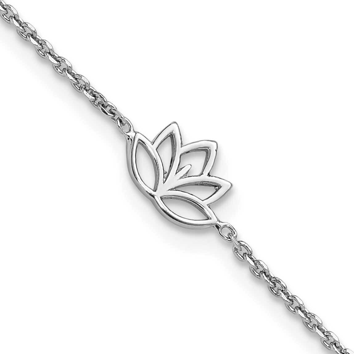 Lotus Flower .5 In Extender Bracelet 7 Inch Sterling Silver Rhodium-Plated QG6373-6.5, MPN: QG6373-…