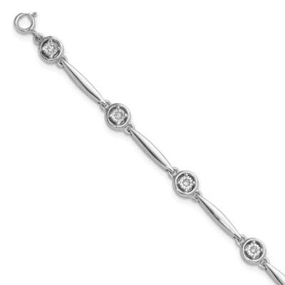 Polished CZ 2.25 Inch Extender Bracelet Sterling Silver Rhodium-Plated QG6443-6.75, MPN: QG6443-6.7…