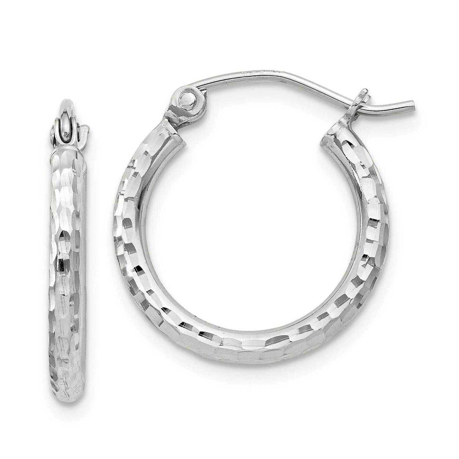 2mm Diamond Cut Hoop Earrings Sterling Silver QE4461SP, MPN: QE4461SP,