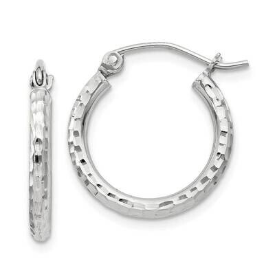 2mm Diamond Cut Hoop Earrings Sterling Silver QE4461SP, MPN: QE4461SP,