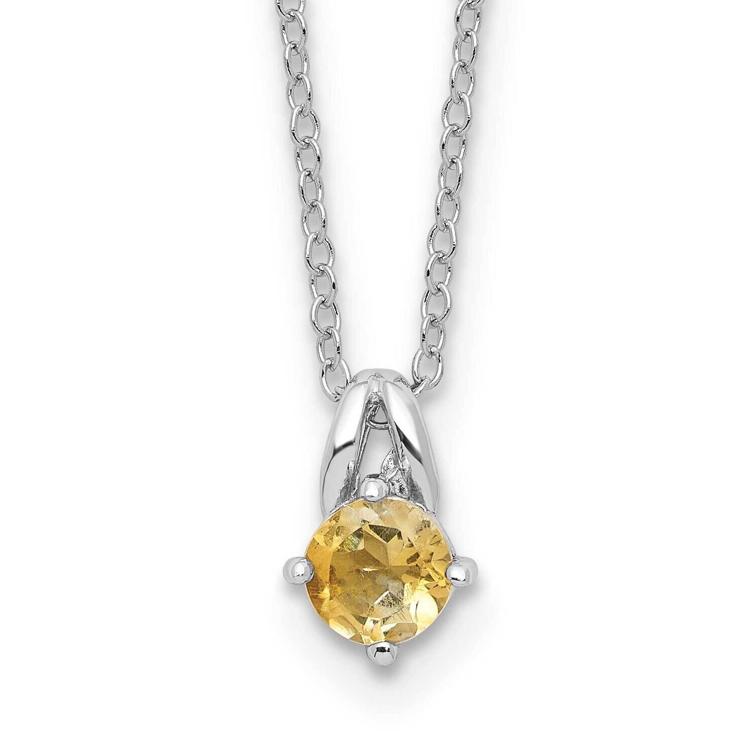 .45Ci Citrine 16 Inch 2 Inch Extension Necklace Sterling Silver Rhodium-Plated QG6741CI-16, MPN: QG…