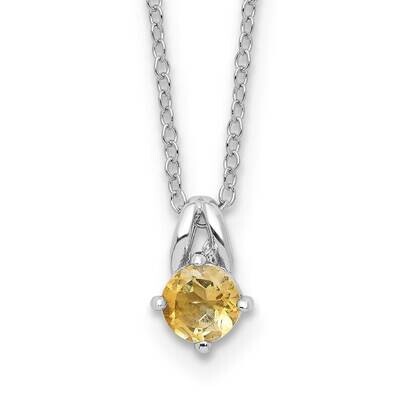 .45Ci Citrine 16 Inch 2 Inch Extension Necklace Sterling Silver Rhodium-Plated QG6741CI-16, MPN: QG…