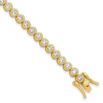 Gold-Tone 4mm Round CZ 7.5 Inch Tennis Bracelet Sterling Silver QG6457GP-7.5, MPN: QG6457GP-7.5,
