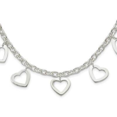 7 Dangling Hearts Necklace Sterling Silver QG1443-18, MPN: QG1443-18, 883957016771