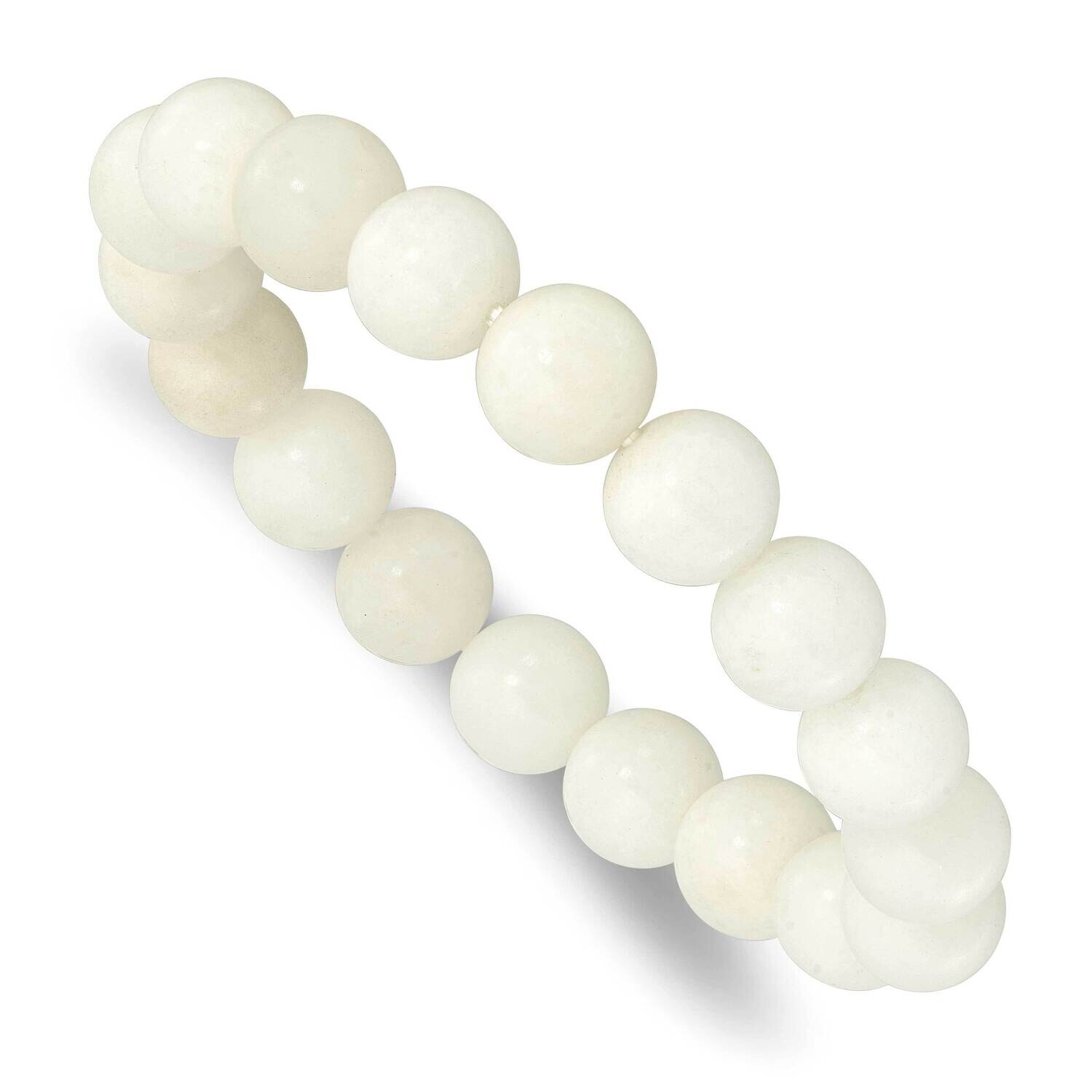 White Jade 10.00mm Beaded Stretch Bracelet QH5750, MPN: QH5750,