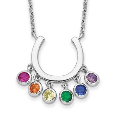 Prizma 16 Inch Colorful CZ Horseshoe Necklace 2 Inch Extender Sterling Silver Rhodium-Plated QG5712…