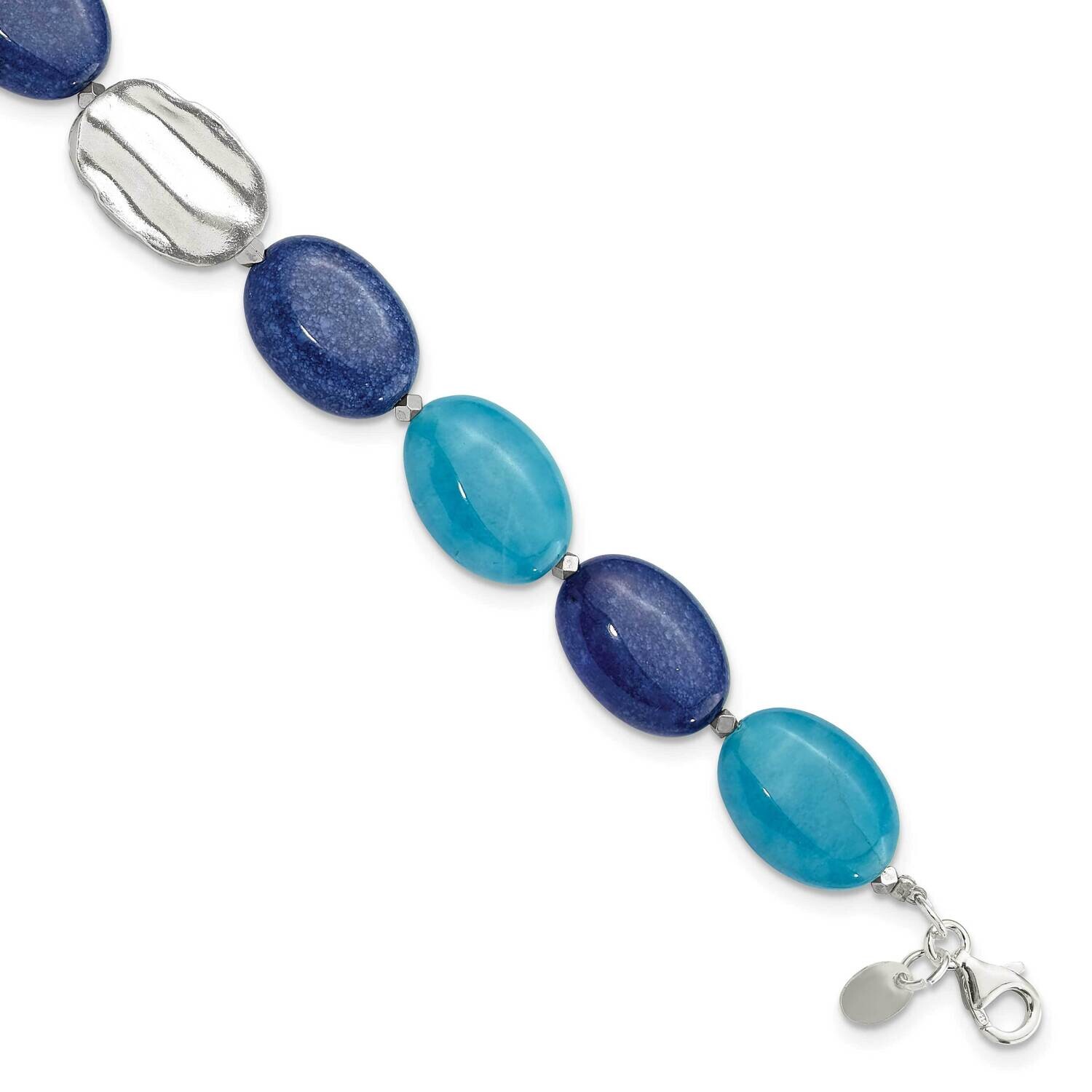 Hematite Jade Lapis Quartz 8 Inch 1 Inch Extension Bracelet Sterling Silver QH5688-8, MPN: QH5688-8,