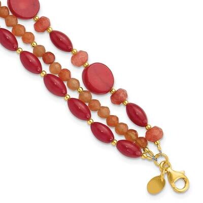 Gold-Plated Aventurine Coral Jade 1 Inch Extender Bracelet Sterling Silver QH5836-7.5, MPN: QH5836-…