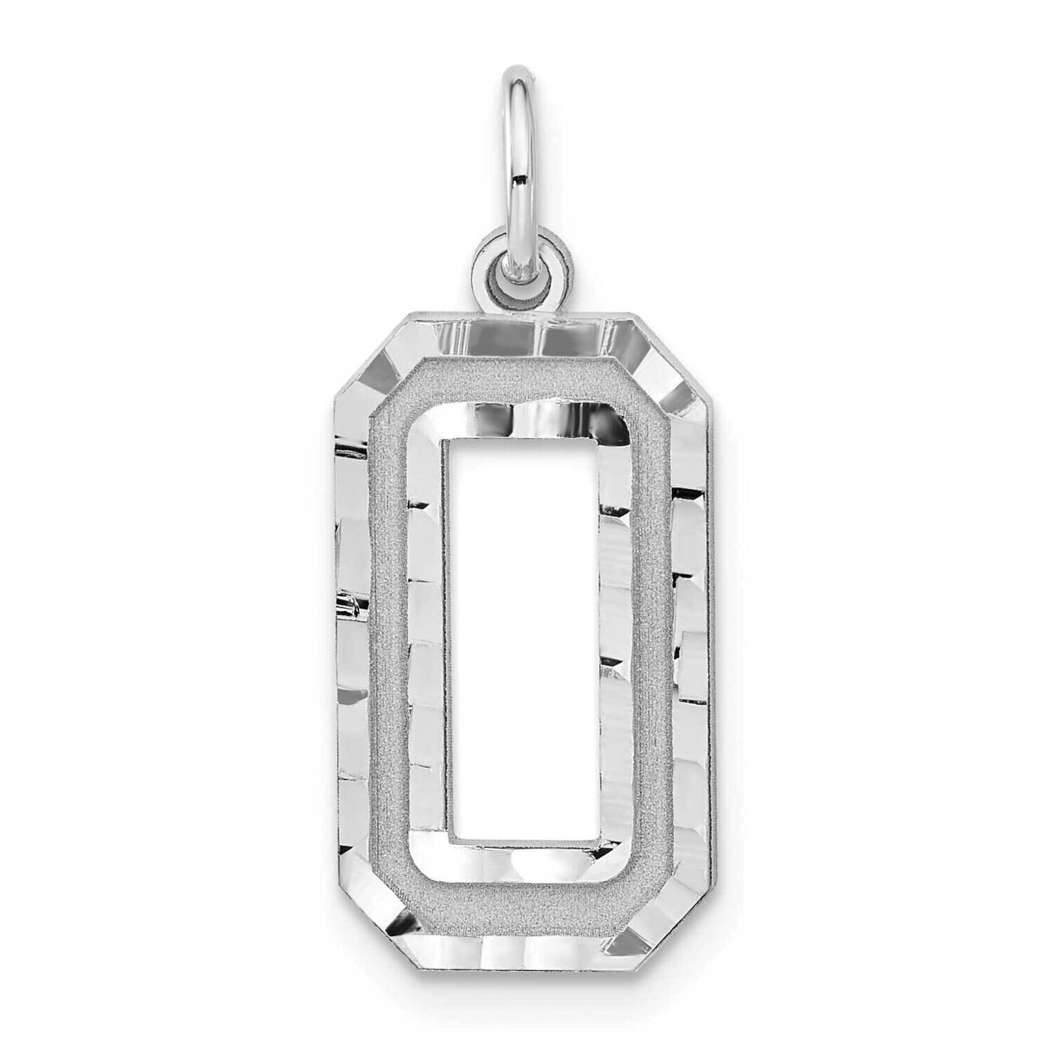 Large Diamond-Cut #0 Charm Sterling Silver Rhodium-Plated QLN00, MPN: QLN00,