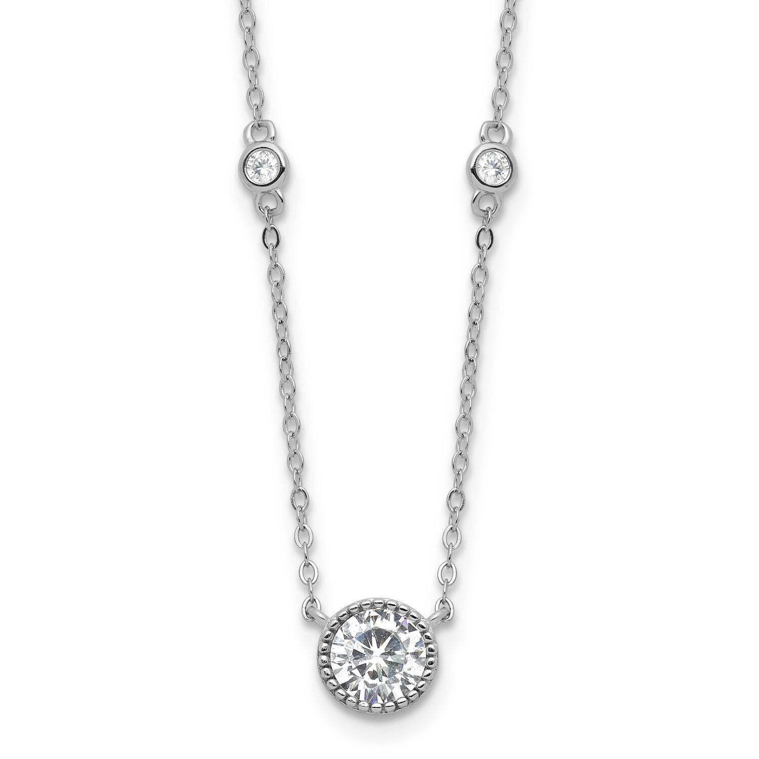 CZ Stations 16 Inch 2 Inch Extension Necklace Sterling Silver Rhodium-Plated QG6666-16, MPN: QG6666…