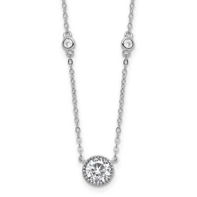 CZ Stations 16 Inch 2 Inch Extension Necklace Sterling Silver Rhodium-Plated QG6666-16, MPN: QG6666…