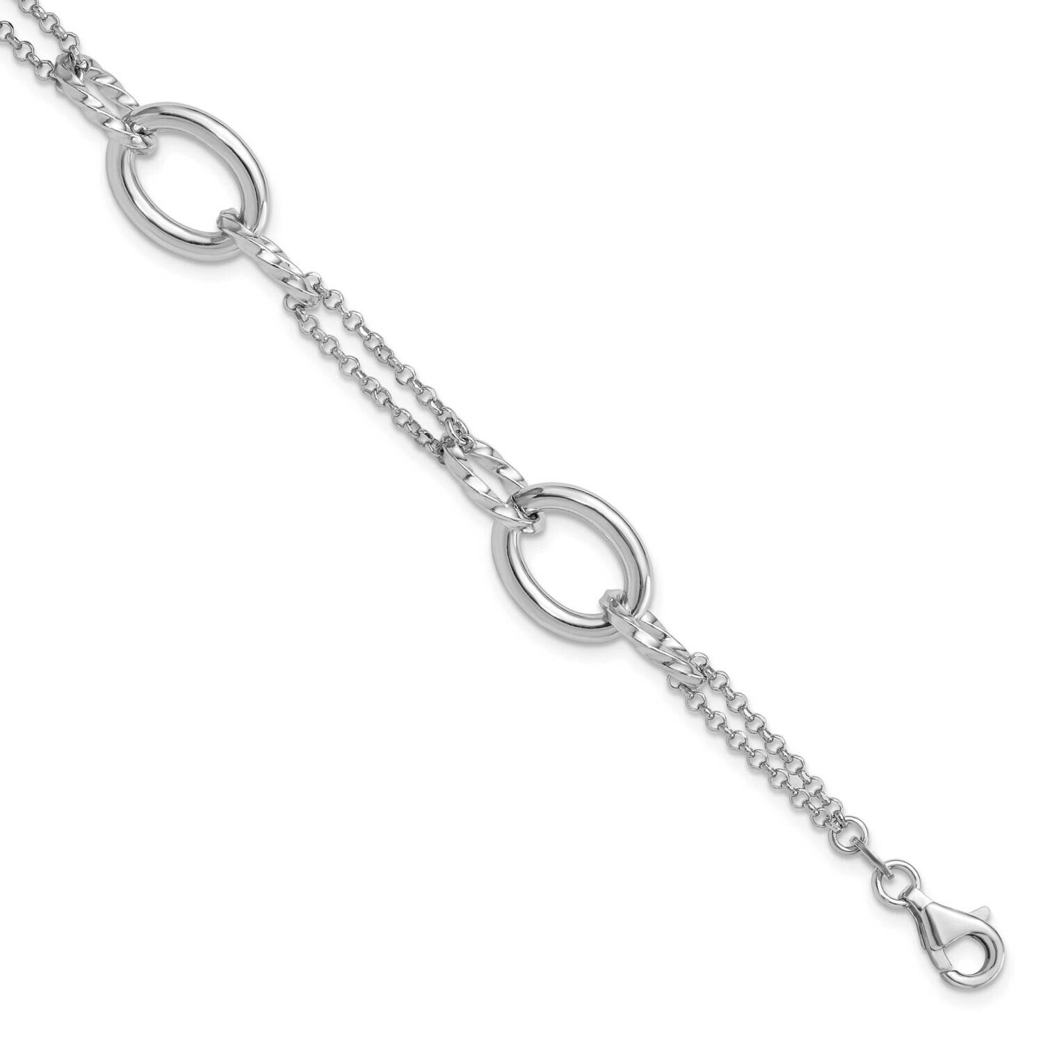 7 Inch 1 Inch Extension Interlocking Circles Bracelet Sterling Silver Rhodium-Plated QG6514-7