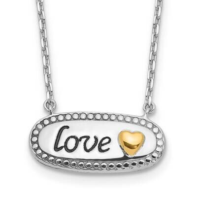 Sterling Silver Accent Rh-Plated Enamel Love 2In. Extension Necklace 14k Gold QG6626-16, MPN: QG662…
