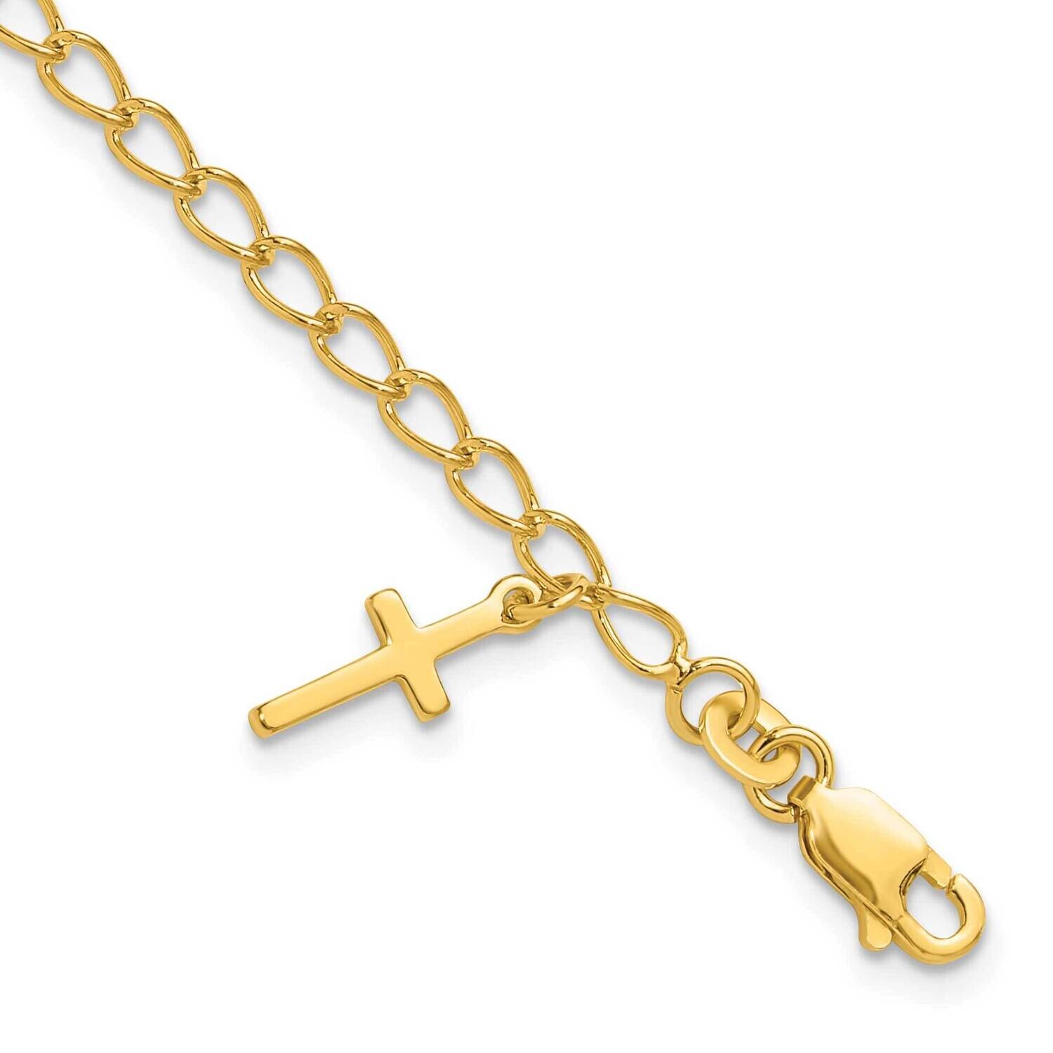 Gold-Tone Cross Charm Child&#39;s 6 Inch 1 Inch Extender Bracelet Sterling Silver QG1658GP-6, MPN: QG16…
