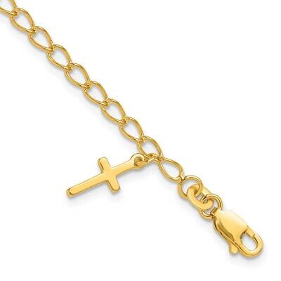 Gold-Tone Cross Charm Child&#39;s 6 Inch 1 Inch Extender Bracelet Sterling Silver QG1658GP-6, MPN: QG16…