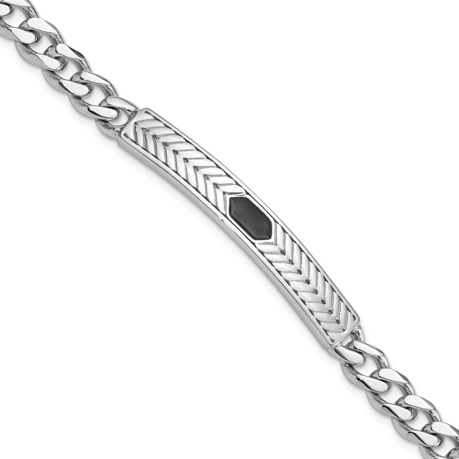 Enameled Bar Men&#39;s 8 Inch Bracelet Sterling Silver Rhodium-Plated QG6240-8 by Men&#39;s Jewelry and Acc…