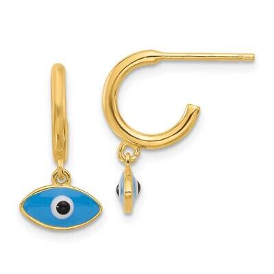 Gold-Plated Enamel Evil Eye Post Hoop Earrings Sterling Silver QG6545E, MPN: QG6545E,