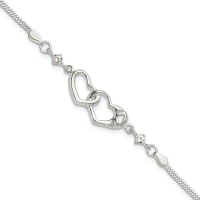 Polished CZ I Heart You 1 Inch Extension Bracelet Sterling Silver Rhodium-Plated QG6467-6.5, MPN: Q…