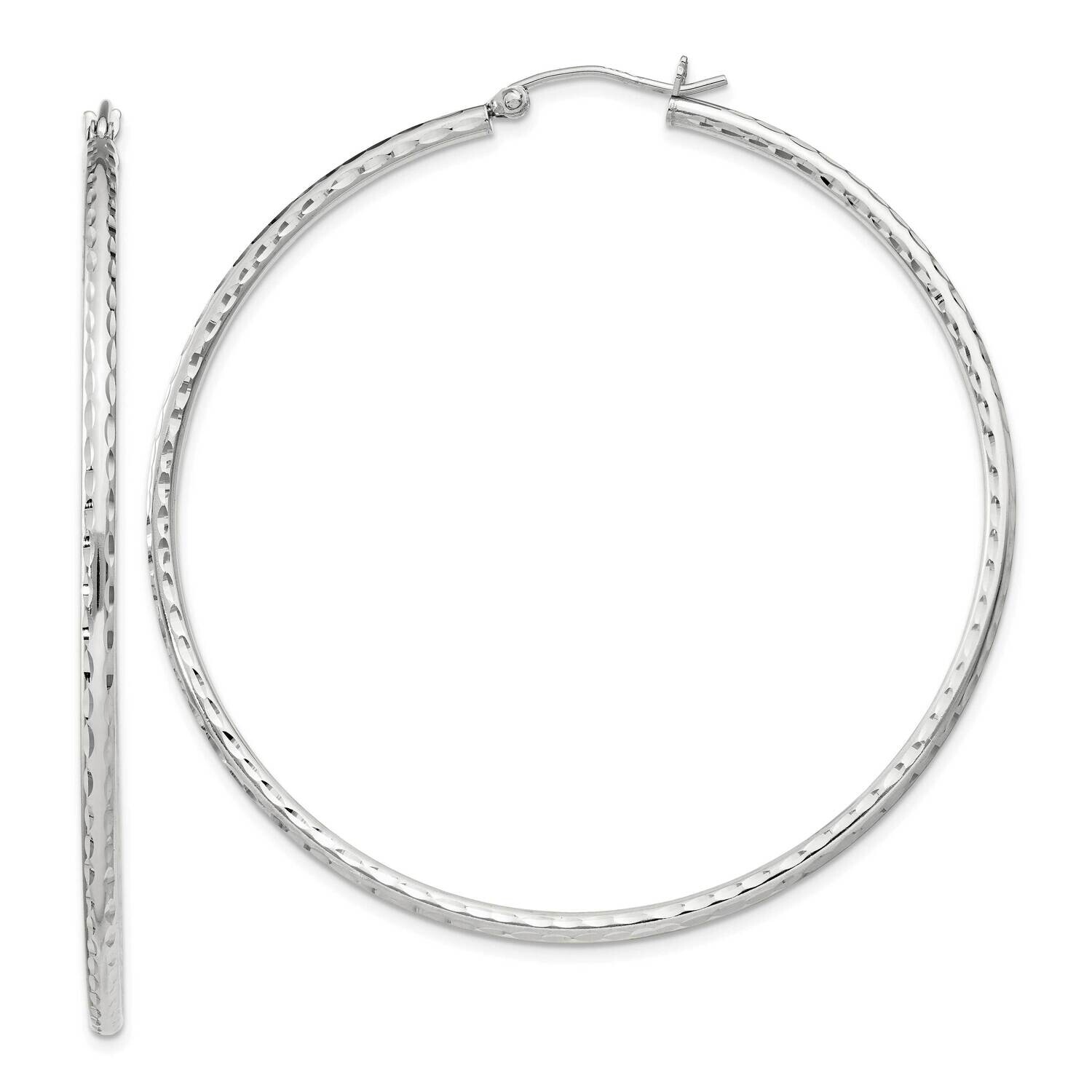 2mm Diamond Cut Hoop Earrings Sterling Silver QE4467SP, MPN: QE4467SP,