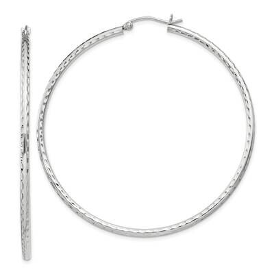2mm Diamond Cut Hoop Earrings Sterling Silver QE4467SP, MPN: QE4467SP,