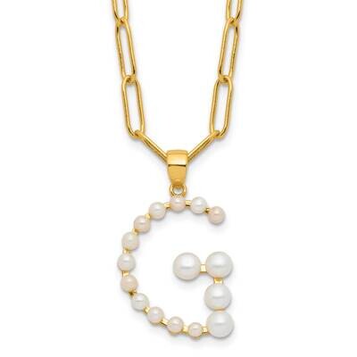 Gold-Plated 3-5.5mm Fwc Pearl Letter G 18 Inch Necklace Sterling Silver QH5808GPG-18, MPN: QH5808GP…