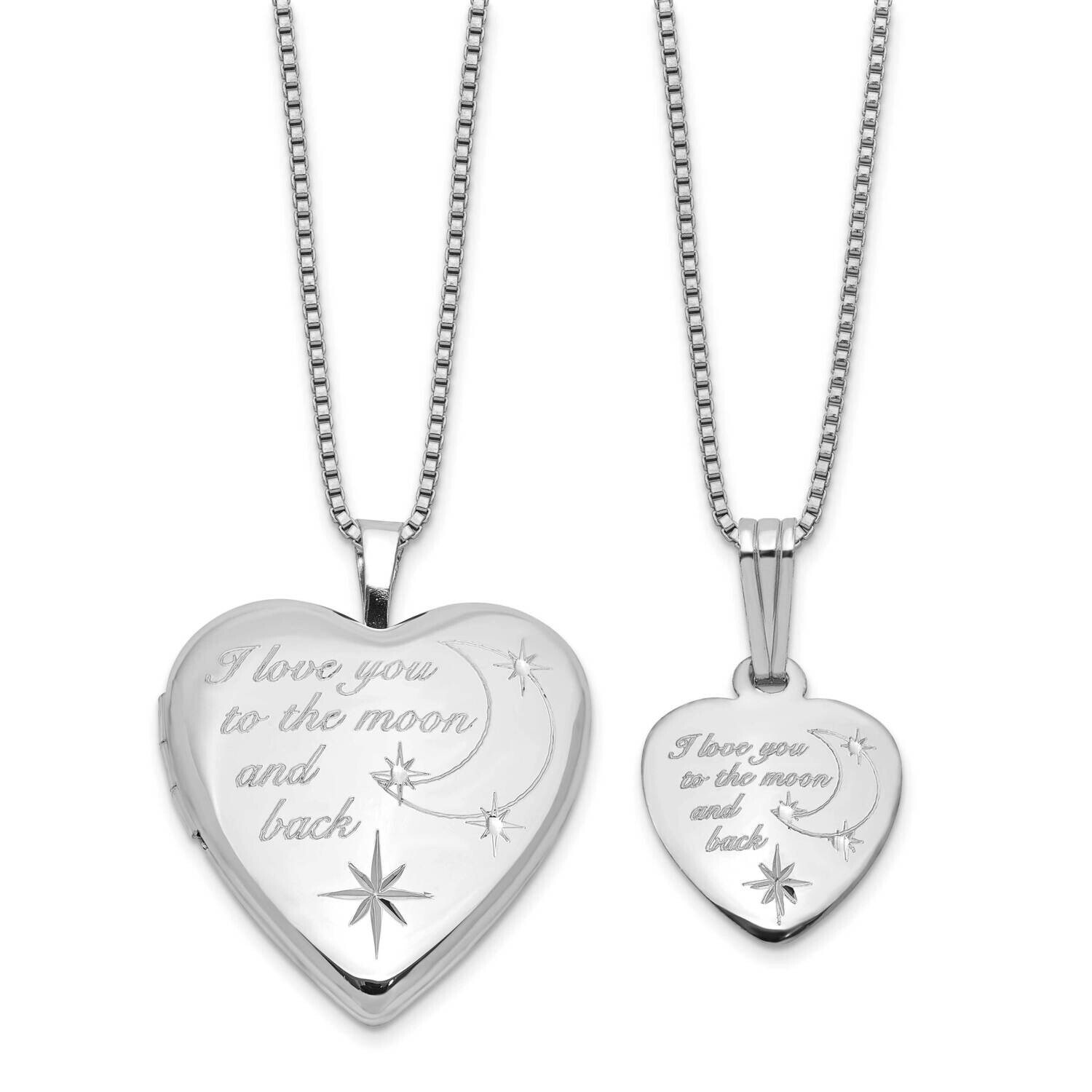 Rh-Plated I Love You... 20mm 12mm Locket Pendant Set Sterling Silver QLS1190SET, MPN: QLS1190SET,